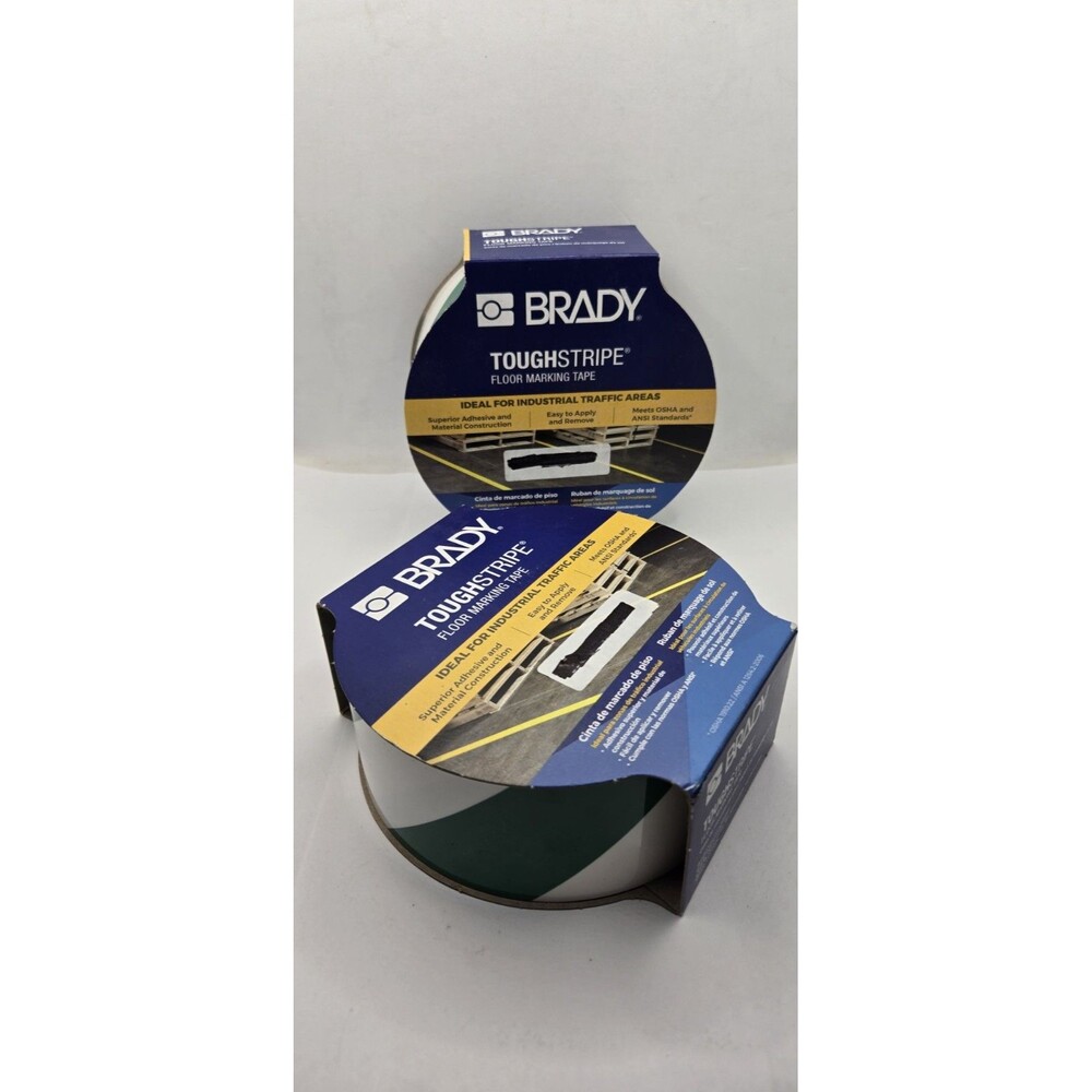 Brady Tape 132436 Toughstripe Floor Marking Tape 2"x 100 FT Green White Stripe